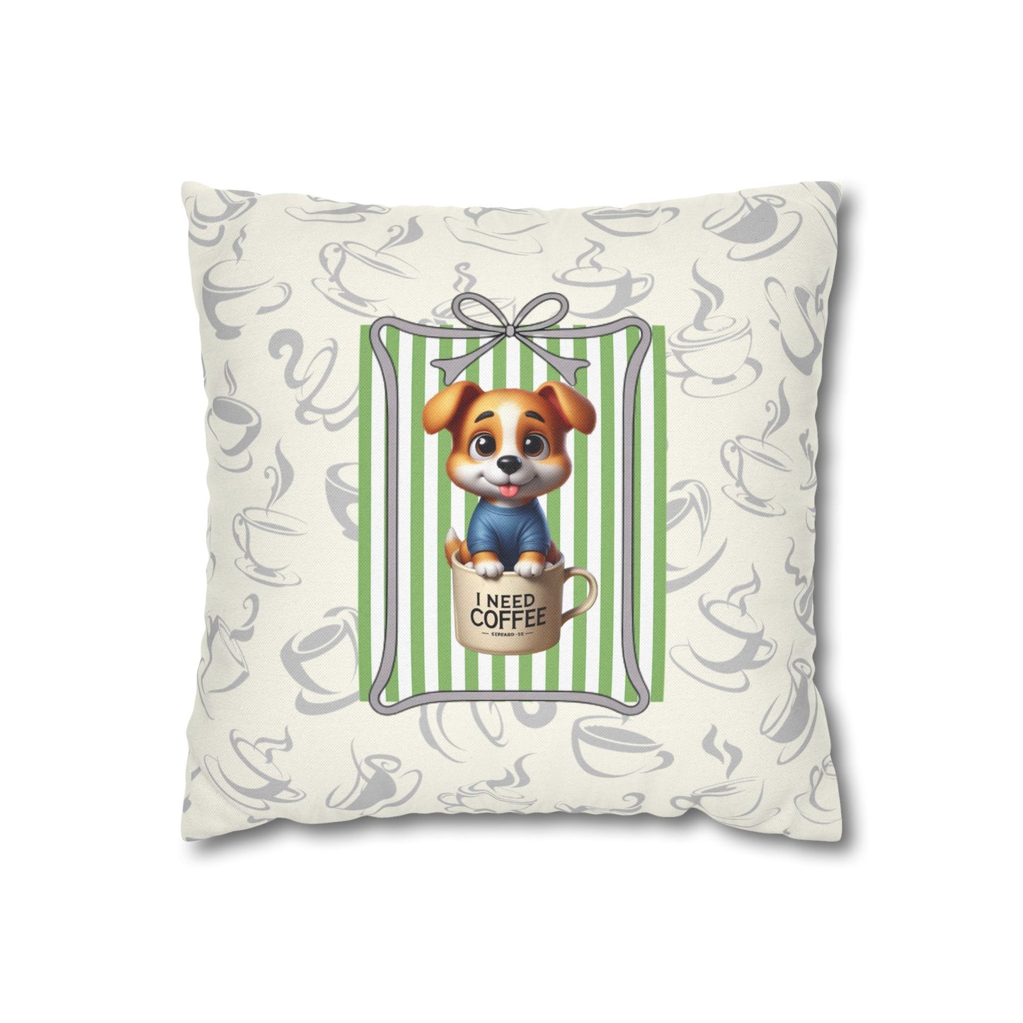 Morning Coffee Dog Cushion Decor Pillowcase