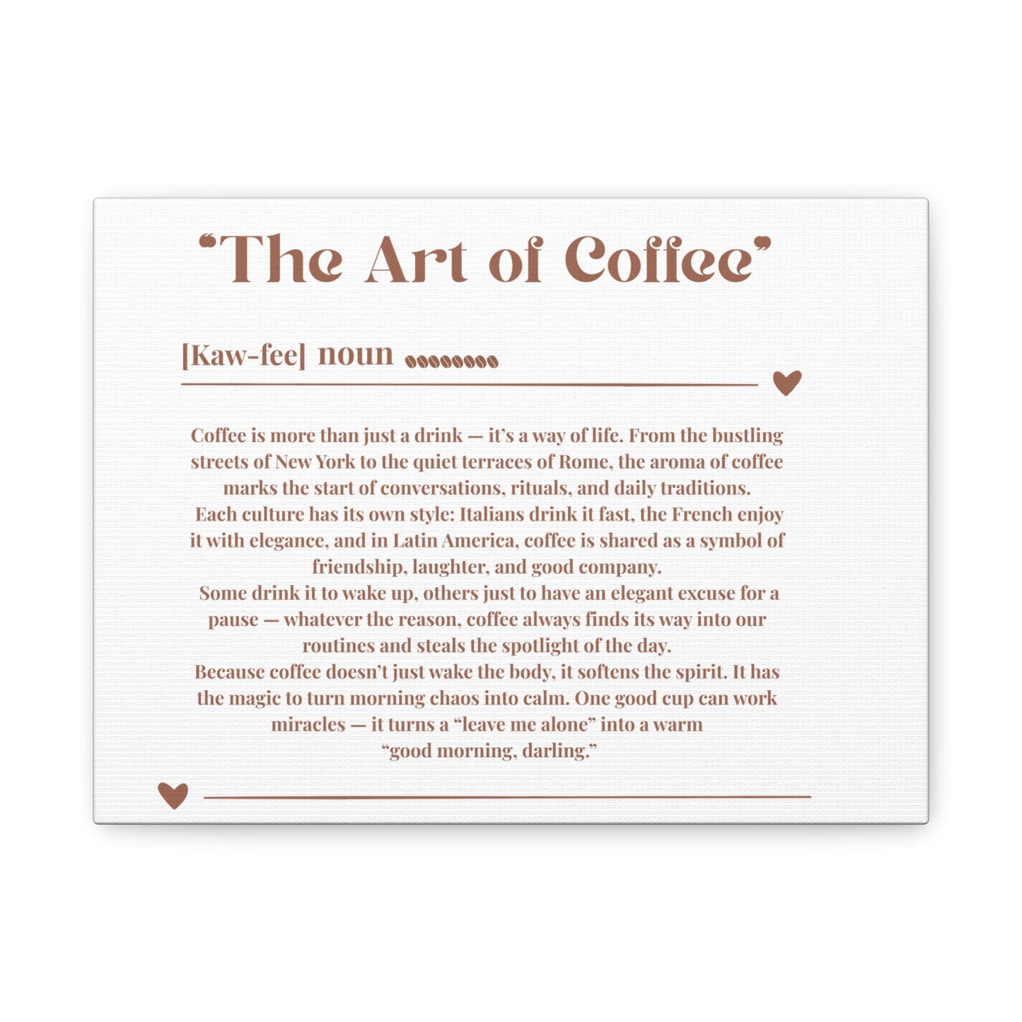 The Art of Coffee Unique illustration print.