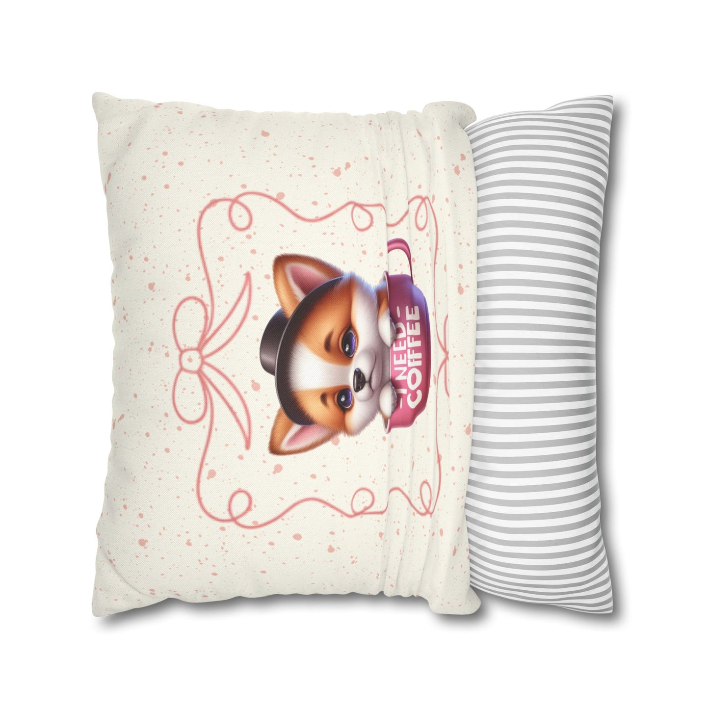 Adorable Puppy Coffee Dog  Decor Pillowcase