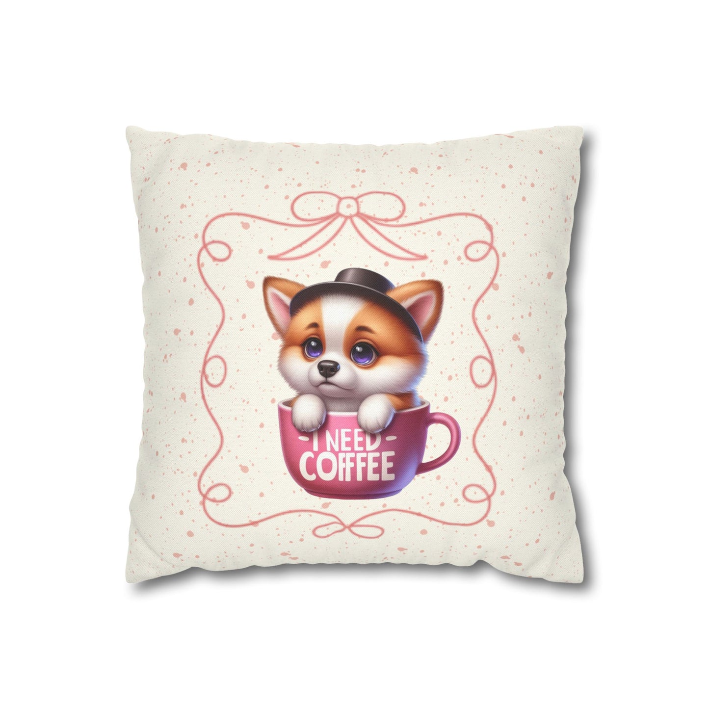 Adorable Puppy Coffee Dog  Decor Pillowcase