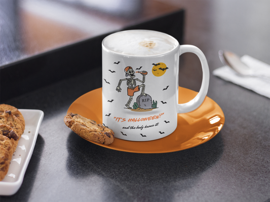 Cozy Skeleton Halloween Ceramic Mug