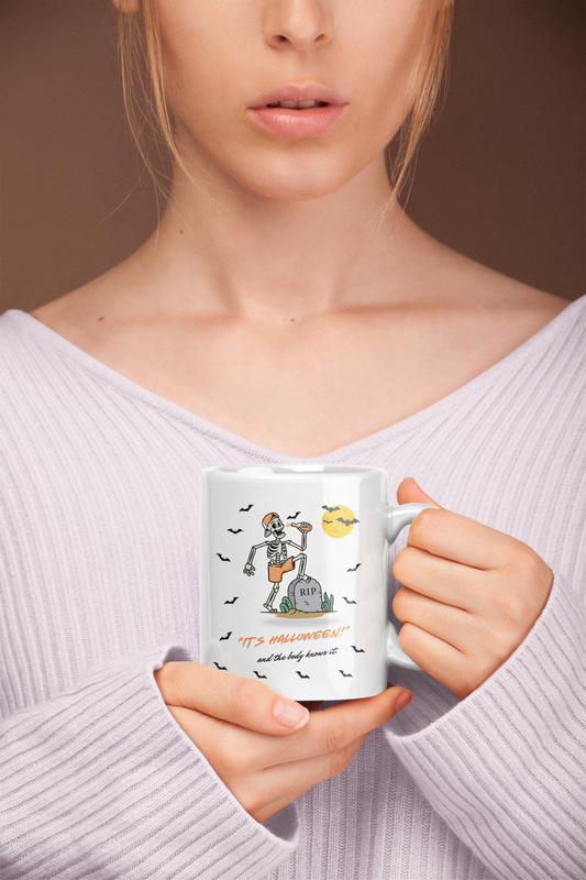 Cozy Skeleton Halloween Ceramic Mug