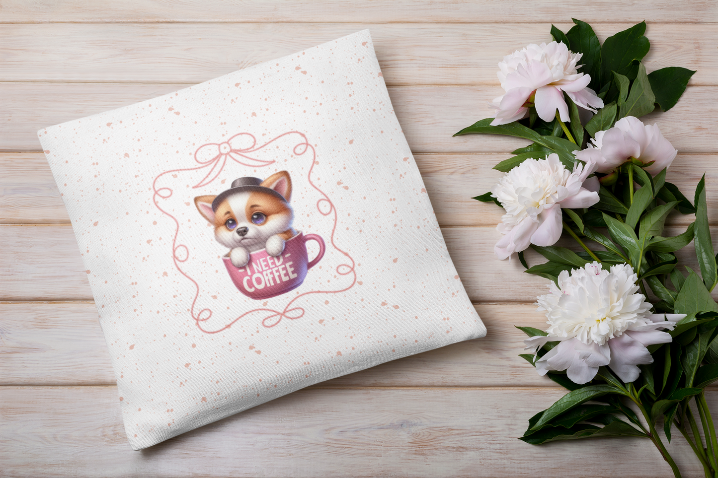 Adorable Puppy Coffee Dog  Decor Pillowcase