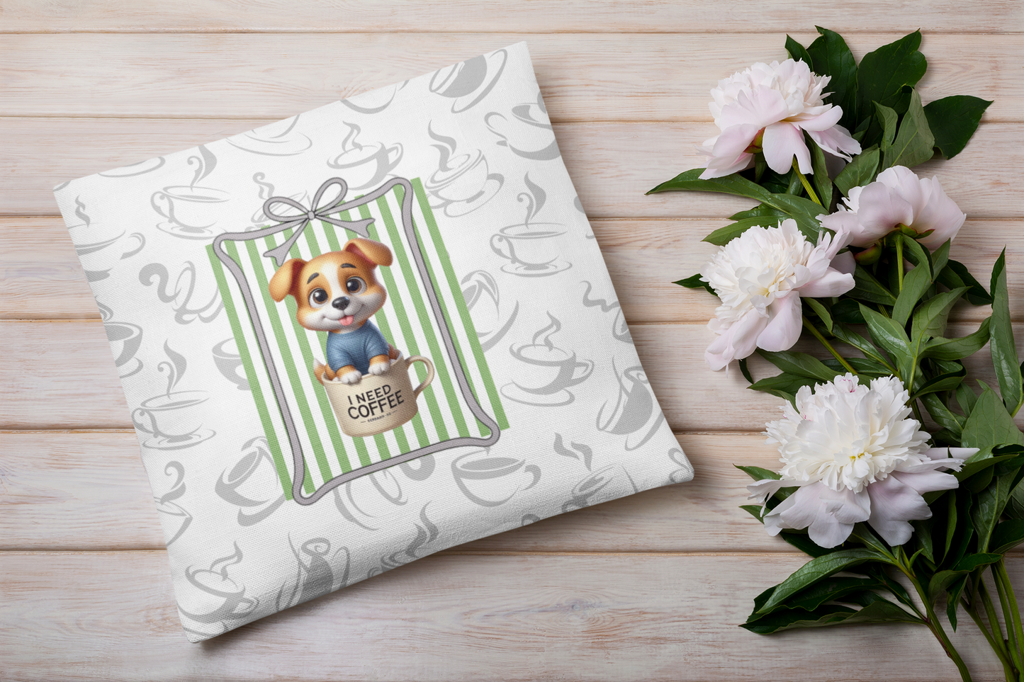 Morning Coffee Dog Cushion Decor Pillowcase