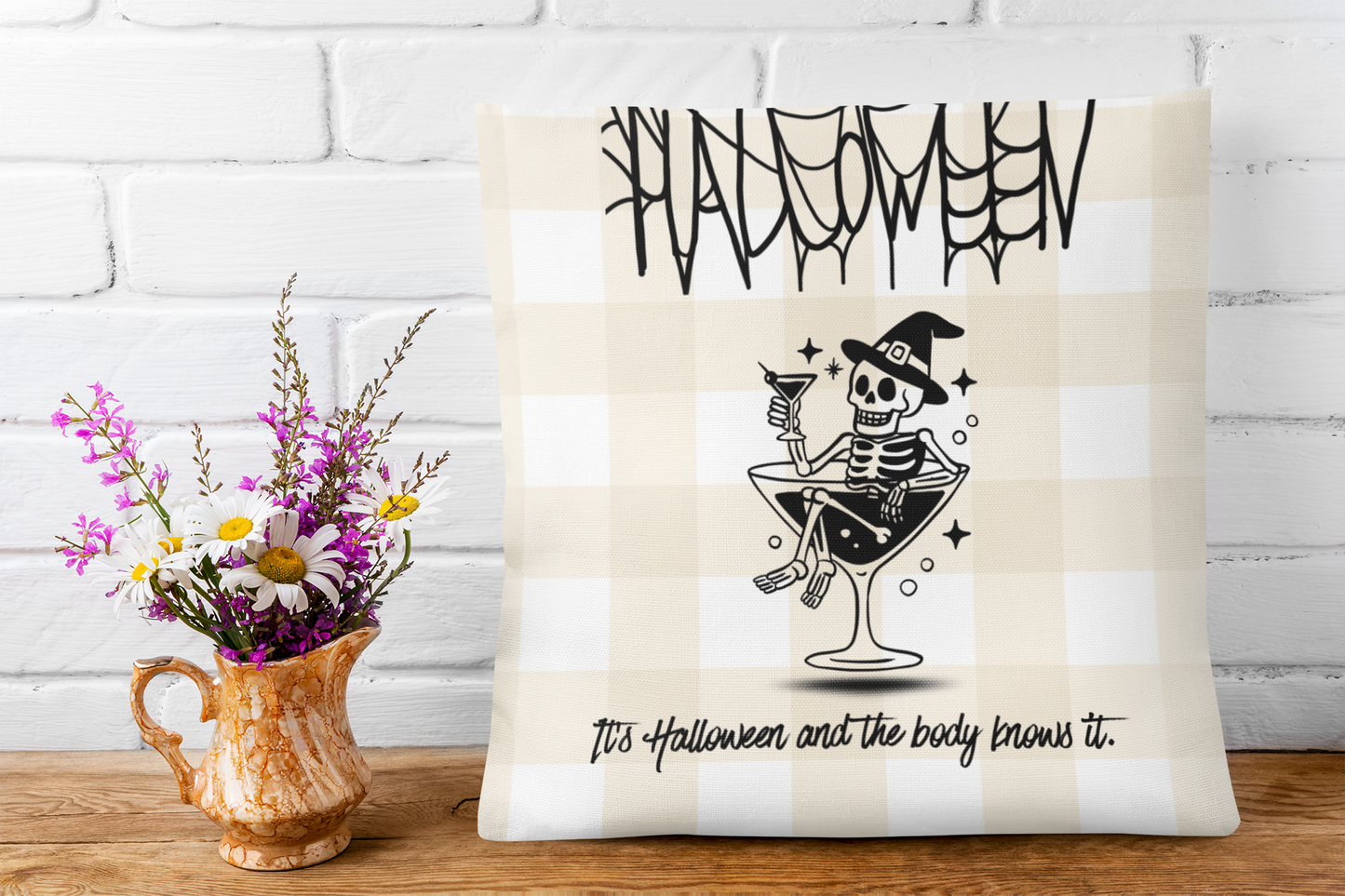 Cozy Helloween  Skeleton Decor Pillowcase