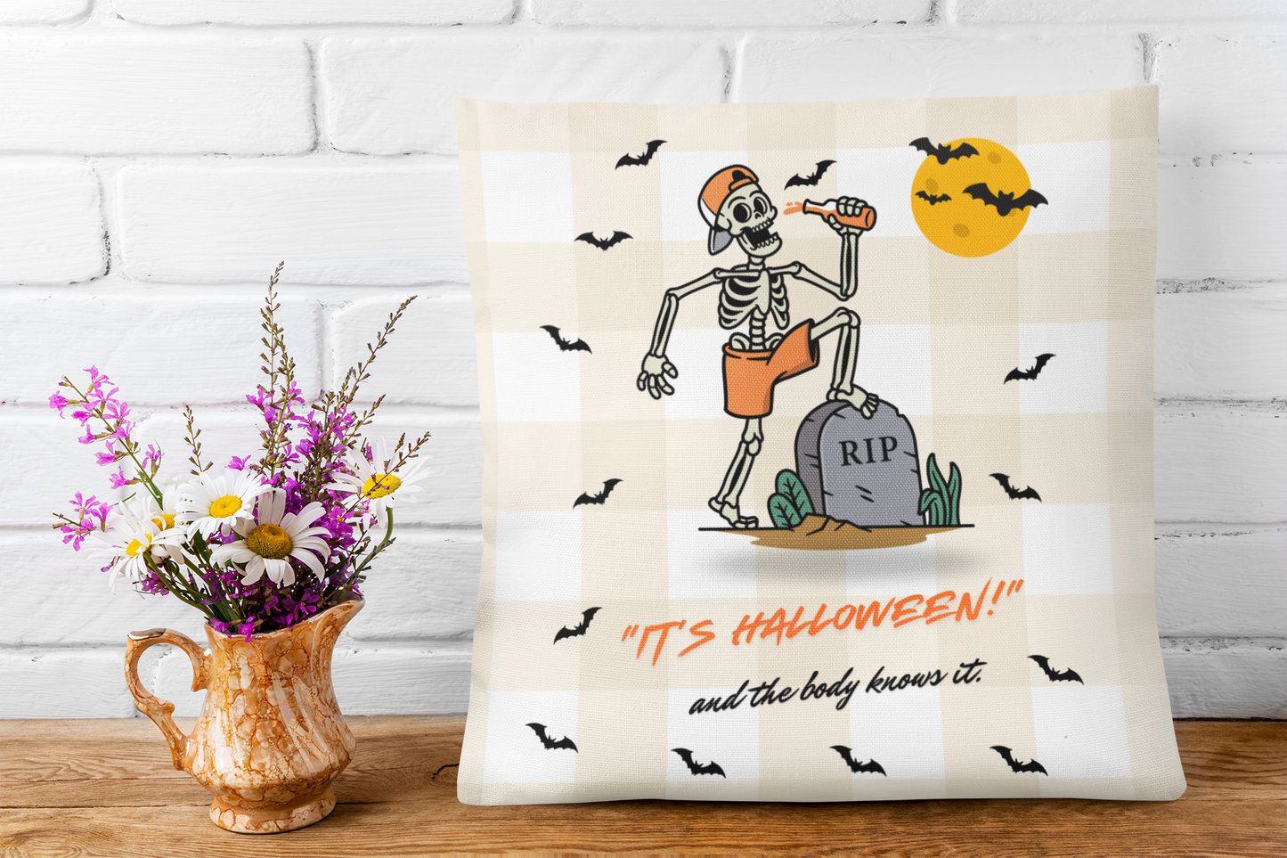 Cozy Helloween  Skeleton Party Decor Pillowcase