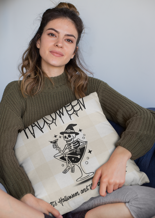 Cozy Helloween  Skeleton Decor Pillowcase
