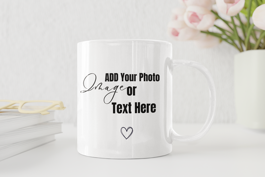 Customizable Coffee Mug (11, 15oz) Add Your Photo or Design / White color