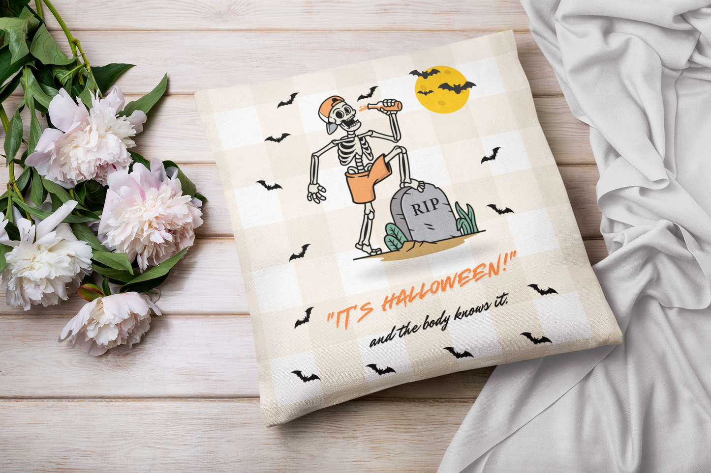 Cozy Helloween  Skeleton Party Decor Pillowcase