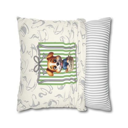 Morning Coffee Dog Cushion Decor Pillowcase