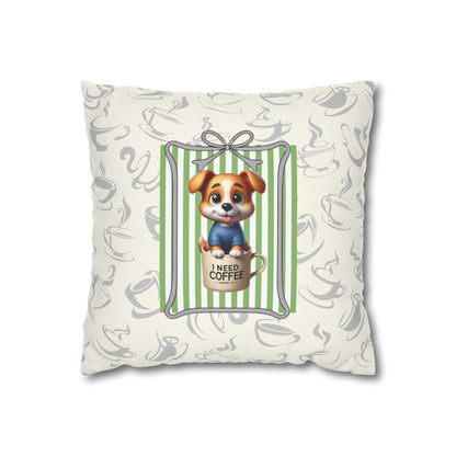 Morning Coffee Dog Cushion Decor Pillowcase