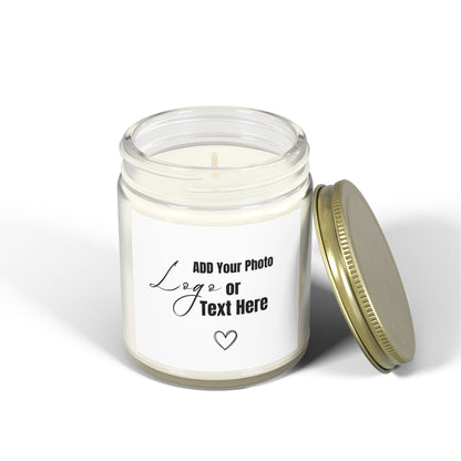 Customizable Scented Candles, Coconut Apricot Wax (4oz, 9oz)  Add Your Photo, Image or Design | White Color