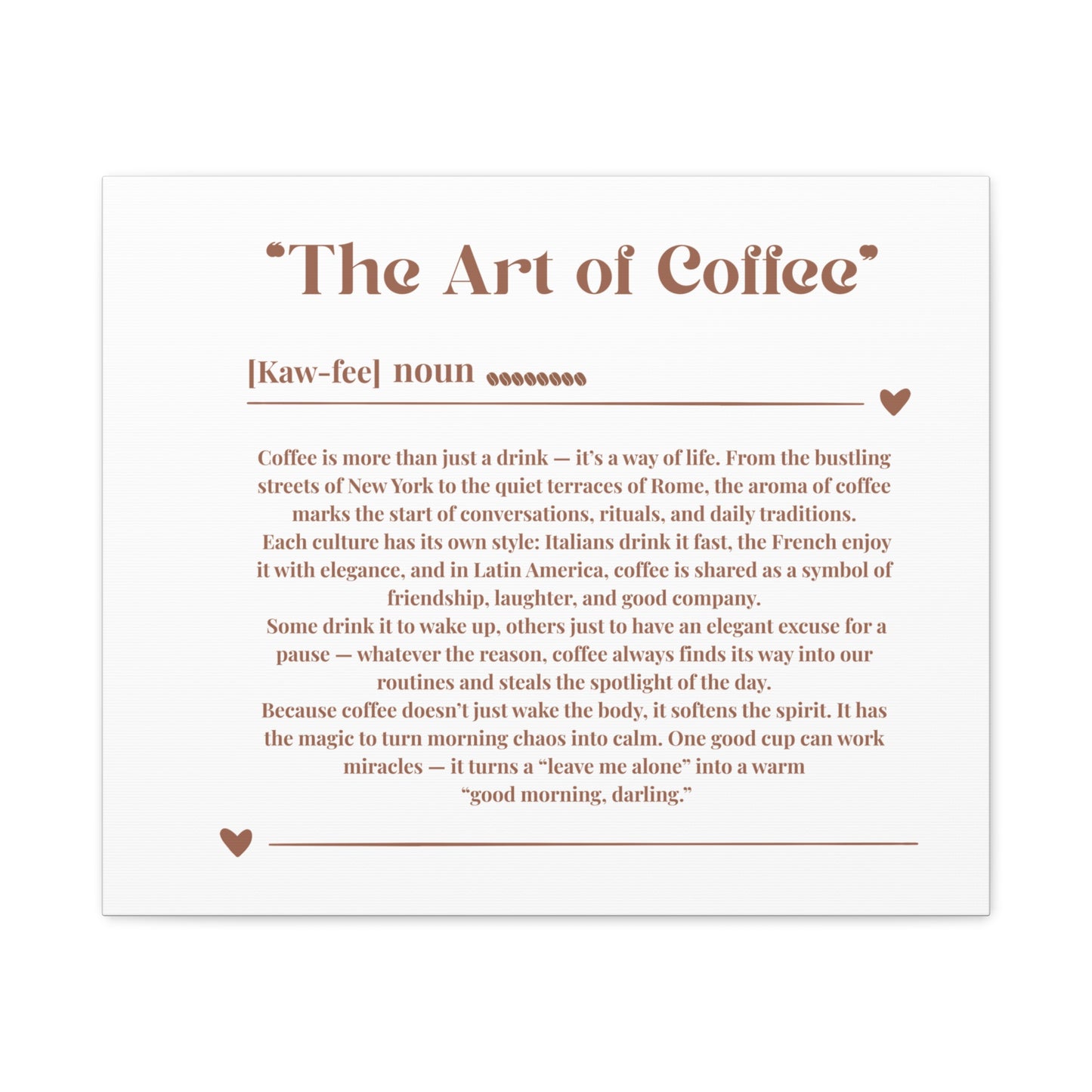 The Art of Coffee Unique illustration print .