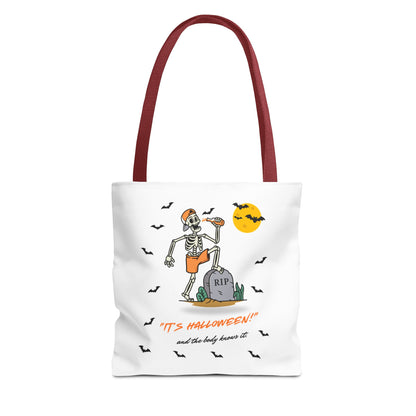 Cozy Halloween Party Skeleton Tote Bag