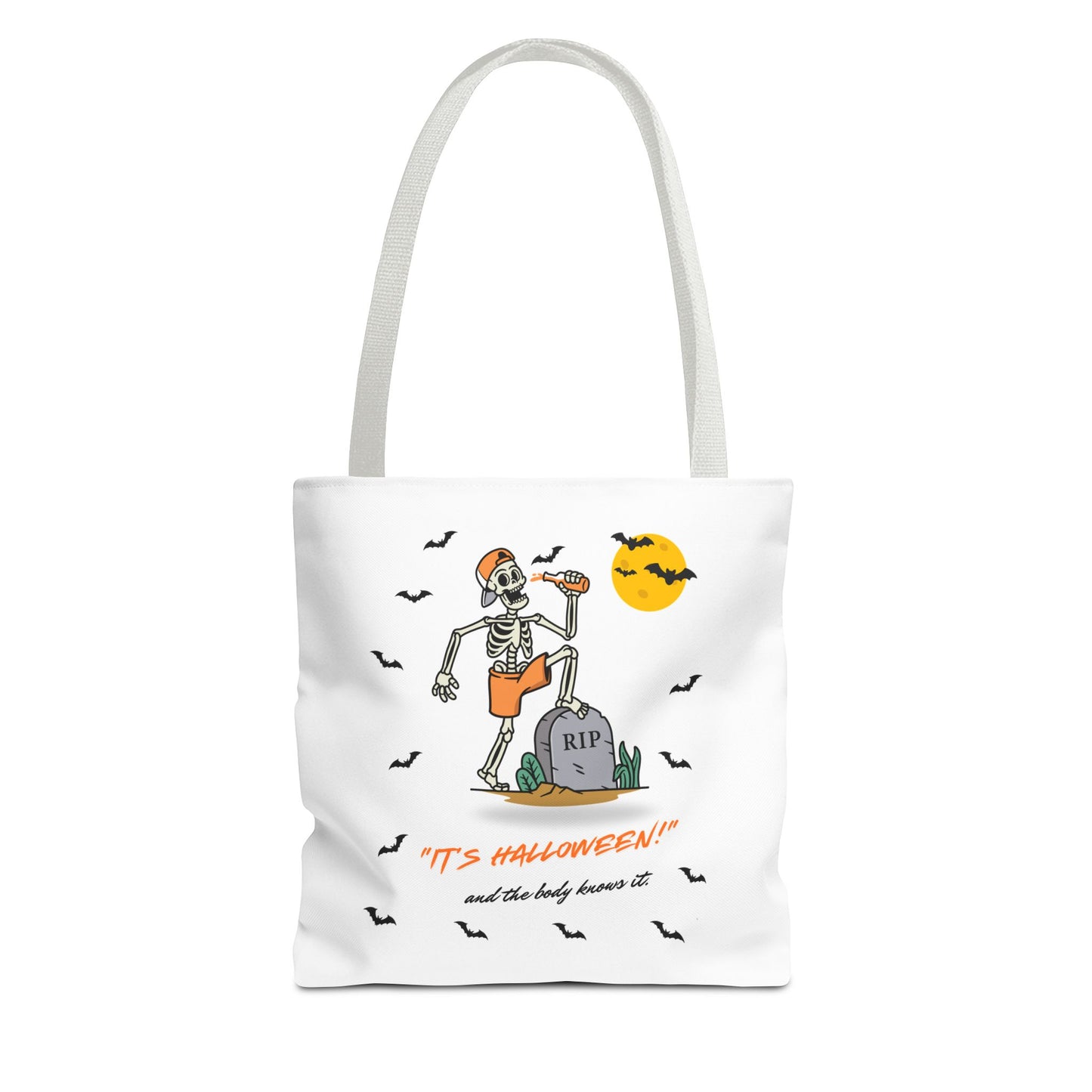 Cozy Halloween Party Skeleton Tote Bag