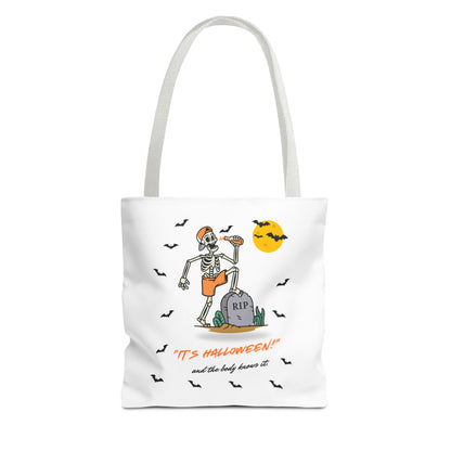 Cozy Halloween Party Skeleton Tote Bag