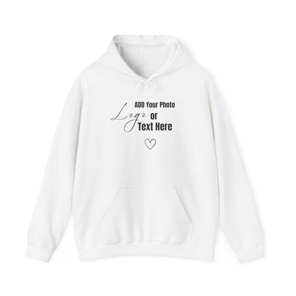Customizable Unisex Hooded Sweatshirt – Add Your Photo, Image or Design | White Color