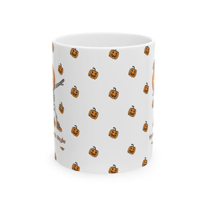 Cozy Pumpkin Halloween Ceramic Mug