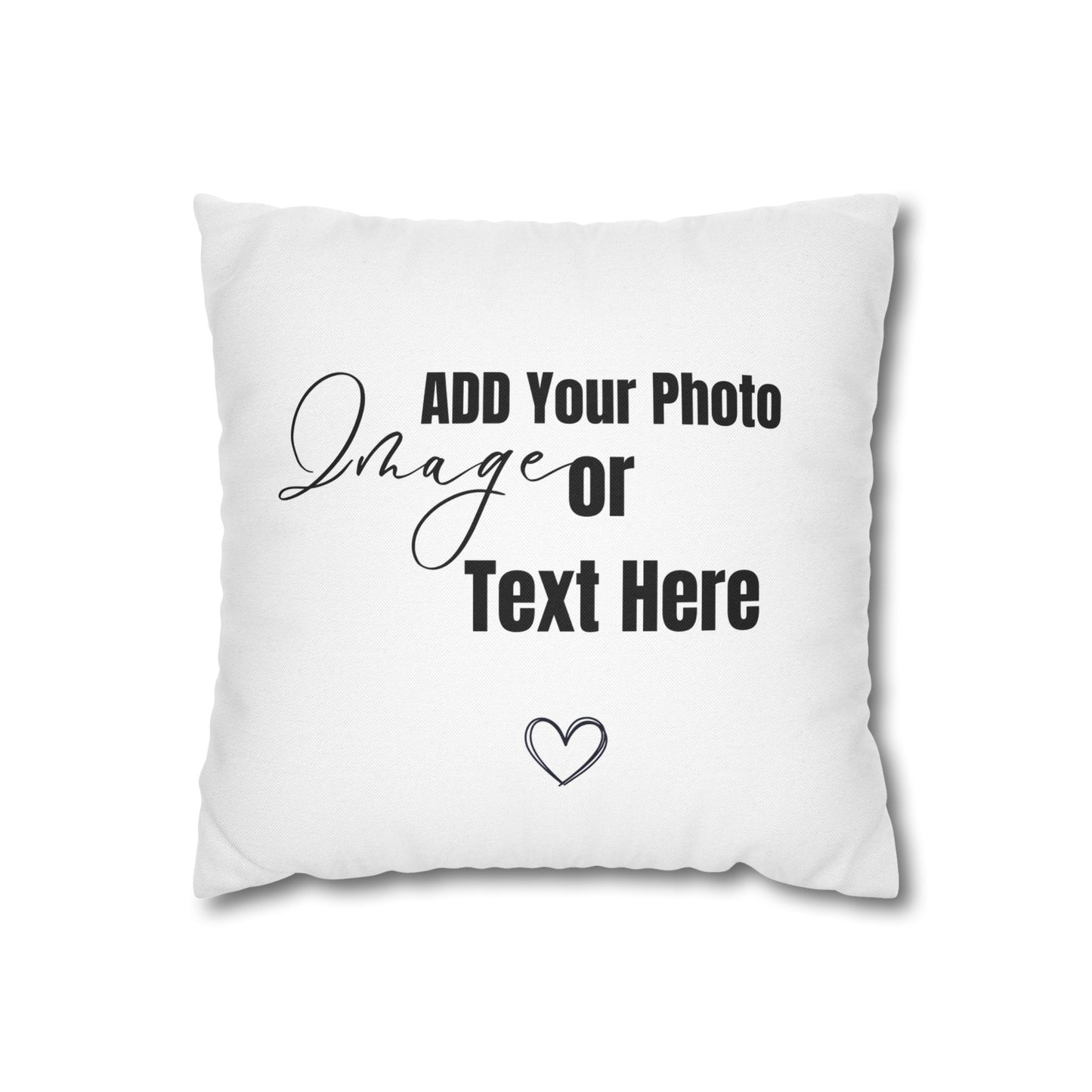 Customizable Polyester Square Pillowcase, Add Your Photo, Image or Design | White Color