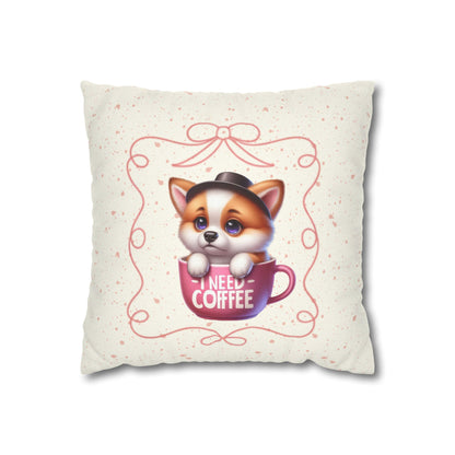 Adorable Puppy Coffee Dog  Decor Pillowcase