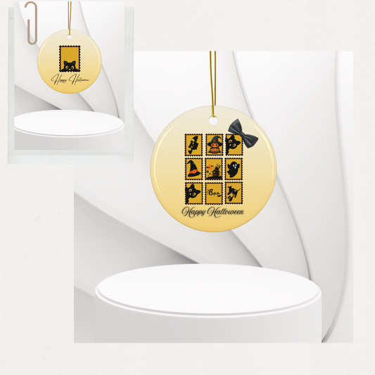 Black Cat Halloween Hanging Art