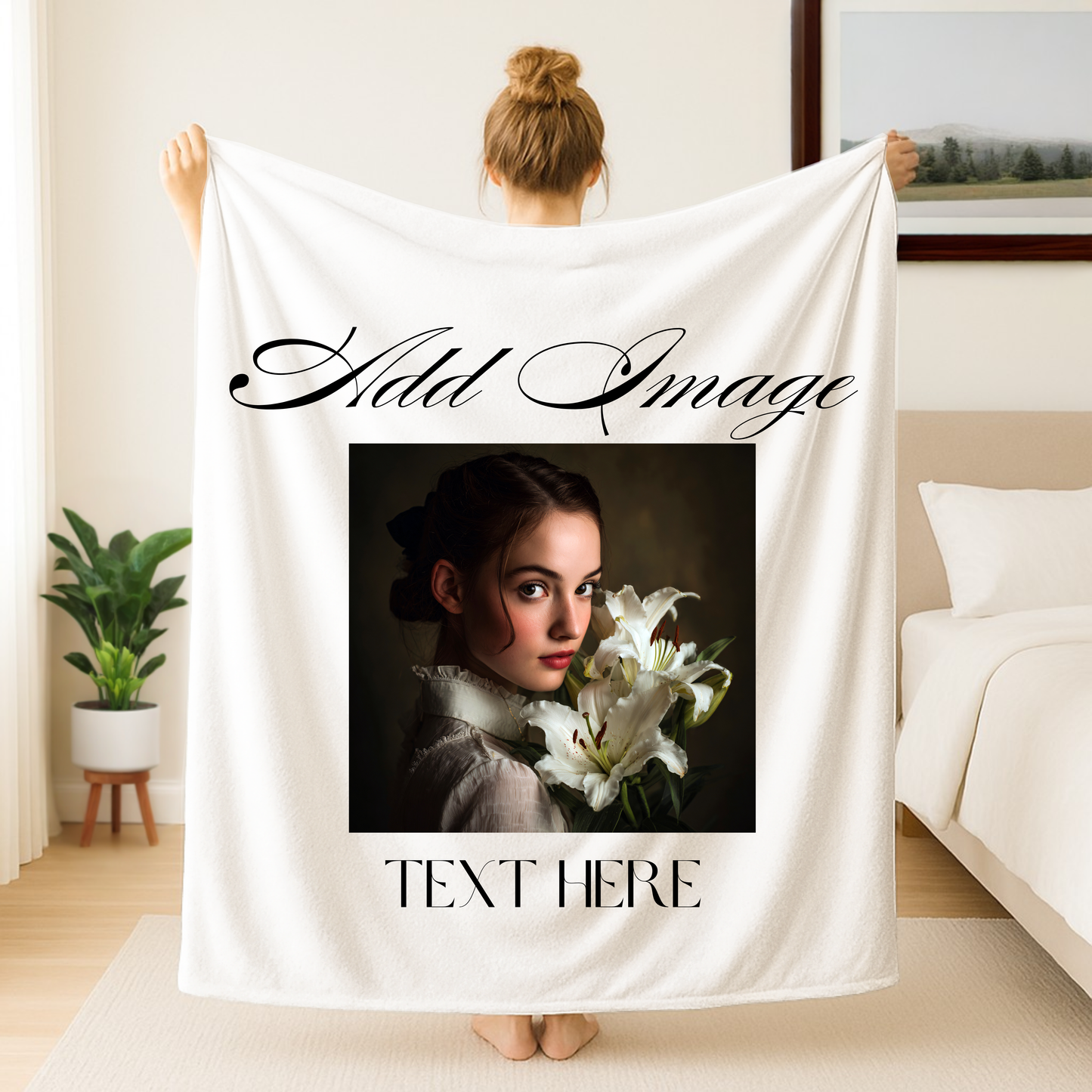 Customizable Blanket, Add Your Photo or Design / Color White