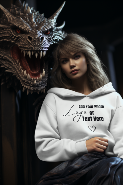 Customizable Unisex Hooded Sweatshirt – Add Your Photo, Image or Design | White Color