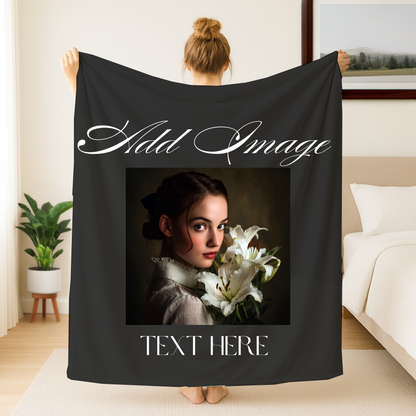 Customizable Blanket, Add Your Photo or Design / Color Black