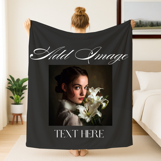 Customizable Blanket, Add Your Photo or Design / Color Black