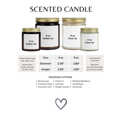 Customizable Scented Candles, Coconut Apricot Wax (4oz, 9oz)  Add Your Photo, Image or Design | White Color