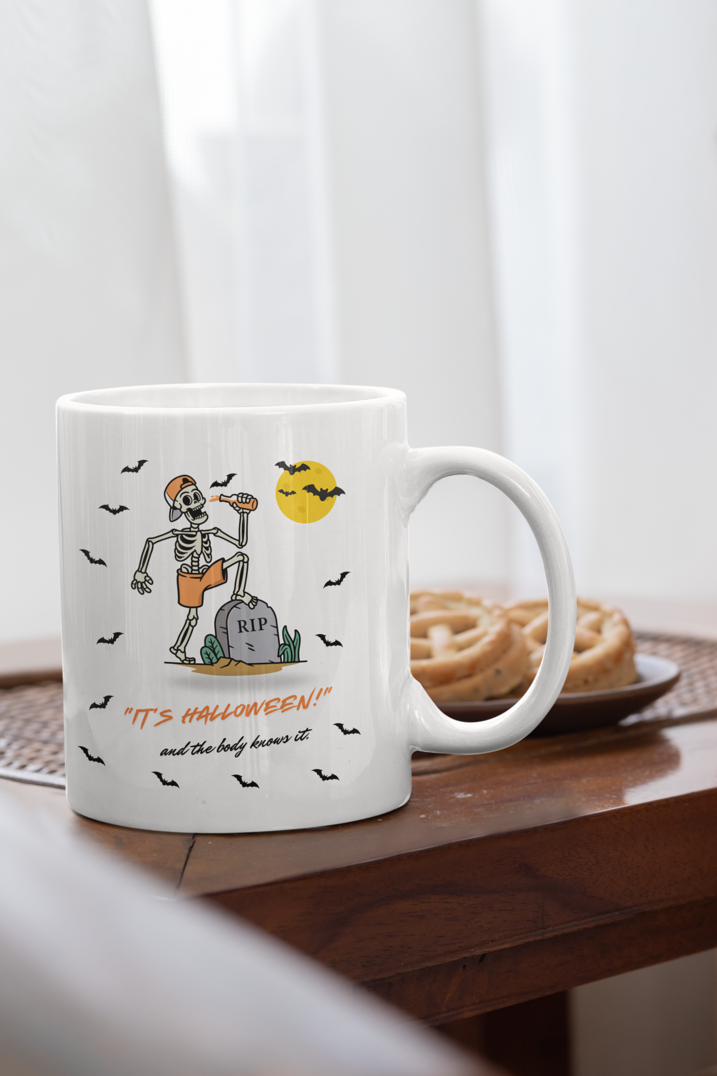 Cozy Skeleton Halloween Ceramic Mug