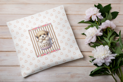 Cute Dog & Coffee Lover Decor Pillowcase