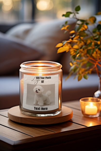 Customizable Scented Candles, Coconut Apricot Wax (4oz, 9oz)  Add Your Photo, Image or Design | White Color