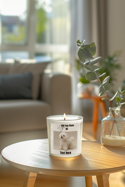 Customizable Scented Candles, Coconut Apricot Wax (4oz, 9oz)  Add Your Photo, Image or Design | White Color