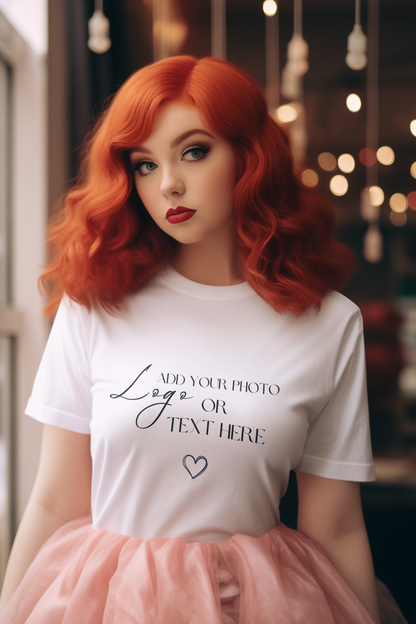 Customizable T-Shirt, Add Your Photo or Design / Color White