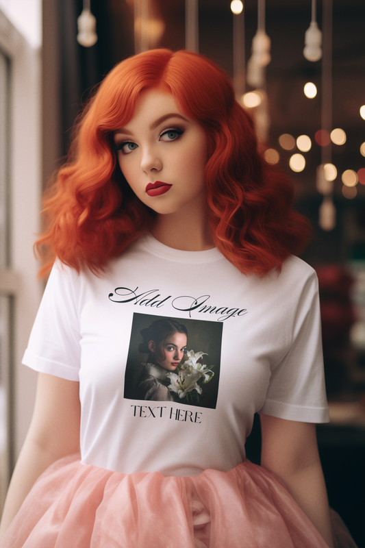 Customizable T-Shirt, Add Your Photo or Design / Color White