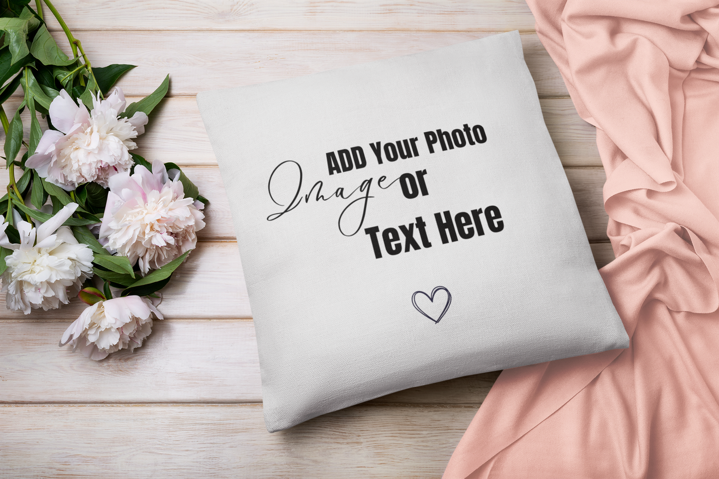 Customizable Polyester Square Pillowcase, Add Your Photo, Image or Design | White Color