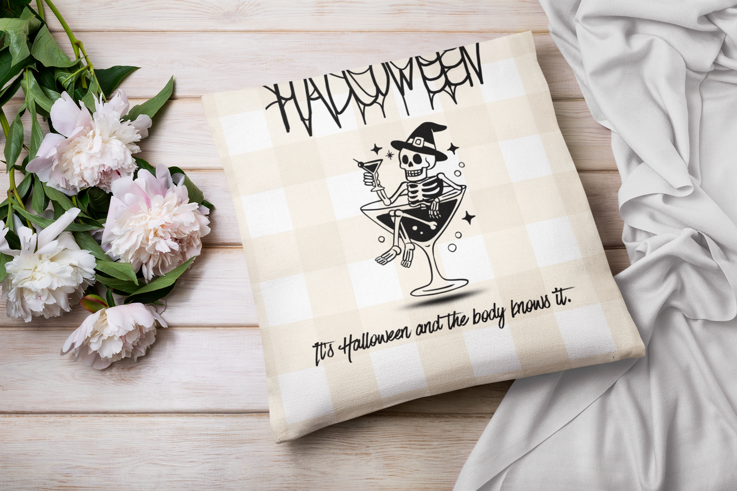 Cozy Helloween  Skeleton Decor Pillowcase