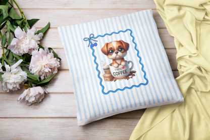 I Need Coffee Puppy Decor Pillowcase