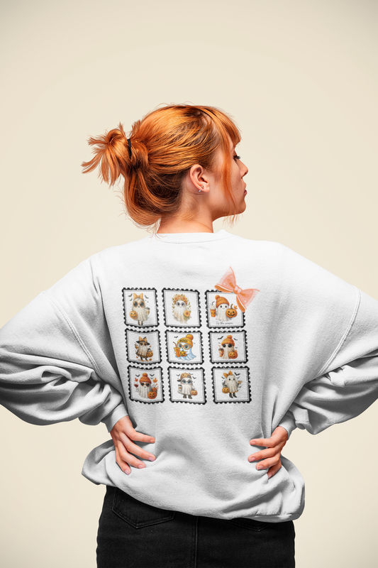 Ghostly Cute Halloween Sweatshirt for Women