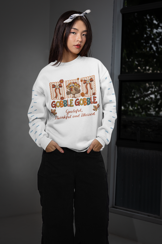 Cute & Comfy Thanksgiving Sweatshirt,Seasonal Sweatshirt, Gobble Gobble Sweatshirt.